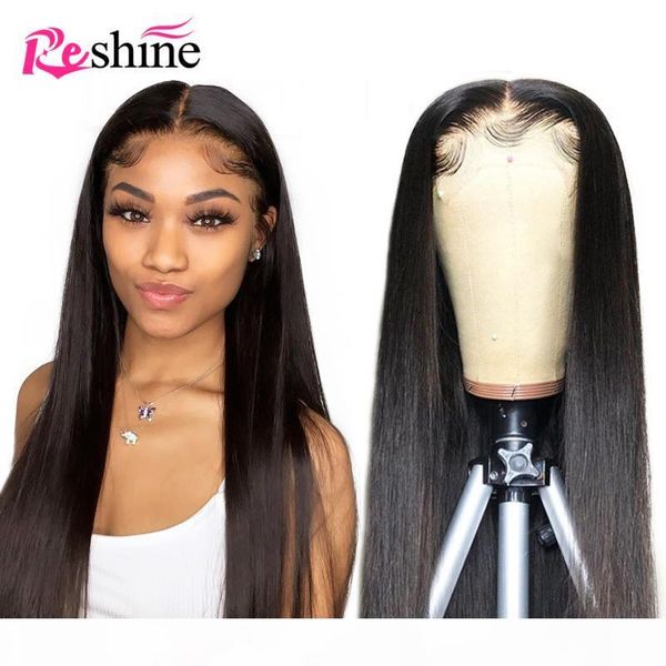 

reshine hair malaysian straight human hair wigs 13x4 lace front wig for black women pre plucked 10-26 inch straight wigs, Black;brown