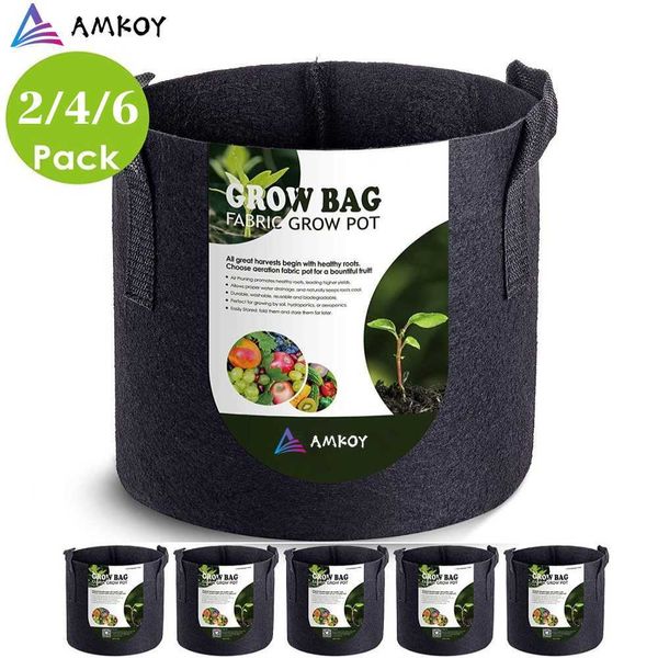 AMKOY 1-10 Gallon Tessuto Patate da Giardino Coltivazione Contenitore Borsa Semi di Piante Borsa da Coltivazione Vasi da Fiori Fioriera Strumento con Manico 210615