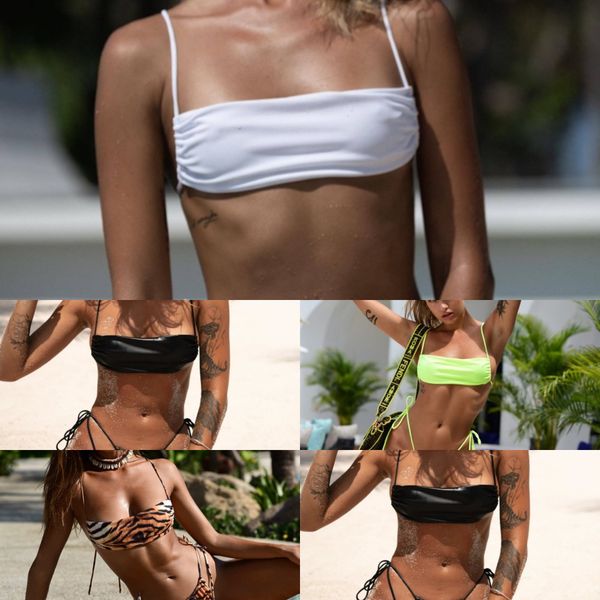 

women's 2020 bikini new deltoid tiger bra string swimsuit2021, White;black