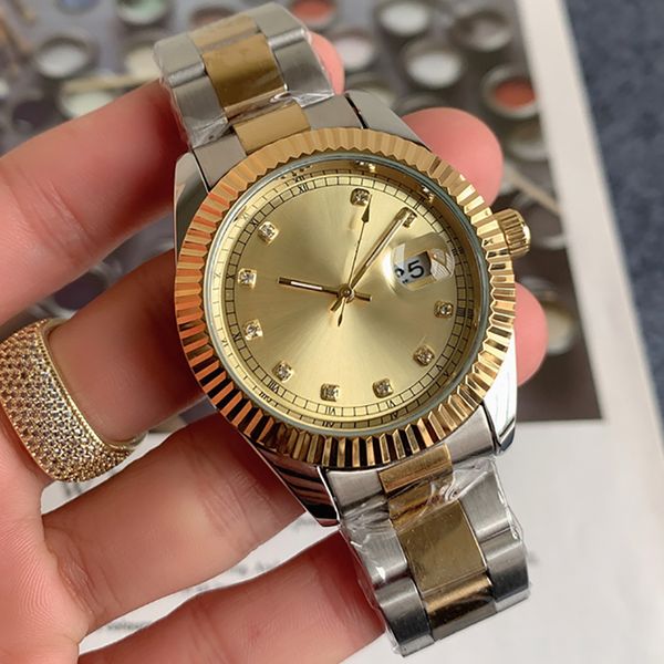 

2-2021 new version diamond men watch 41mm quartz movement stainless steel fashion designer watch journal luxury watches montre de luxe, Slivery;brown