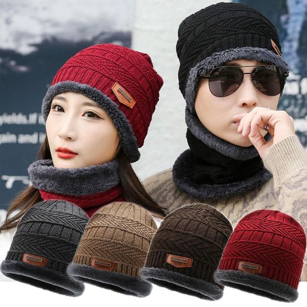 

outdoor hats winter hat beanies men's women knitted thick warm bonnet sports thermal caps, Black;white