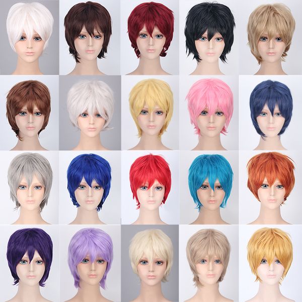 Parrucche sintetiche cosplay da 30 cm per ragazze maschi in 40 colori Perruques De Cheveux Humains K049
