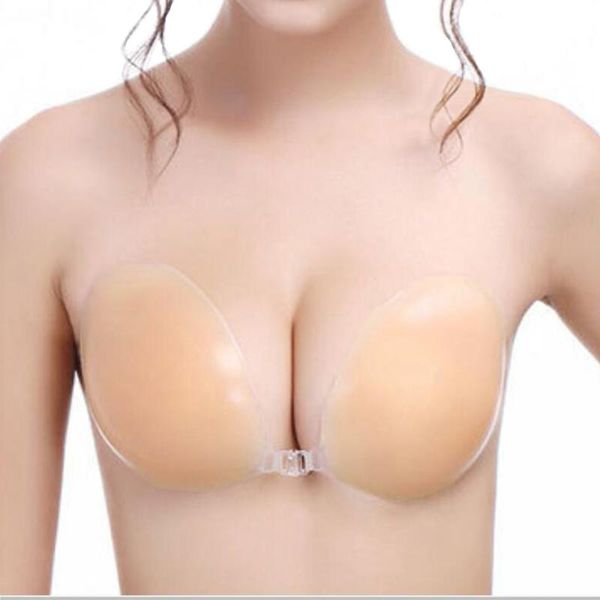 

maternity intimates d&j 1pc women invisible silicone bras ladies self-adhesive stick on push up bra strapless backless solid nude, White