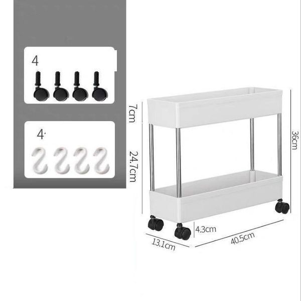 

hooks & rails wonderlife movable slotted shelf narrow two layers kitchen products household toilet floor type trolley storage rack