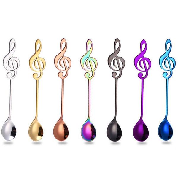 

spoons 7 pcs muzieknoot koffie lepels rvs thee roeren set suiker ijs mok dessert lepel drinken servies