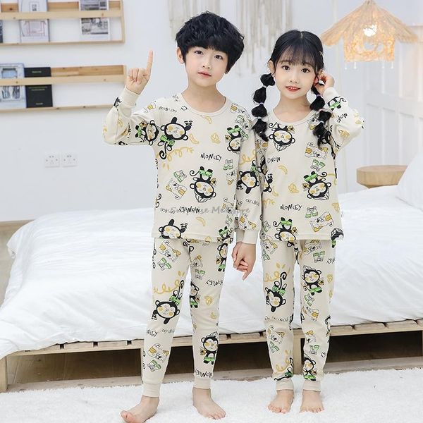 

pajamas autumn kids set teens girls boys cartoon long sleeve + pants baby sleepwear for 4 6 8 10 12 14years, Blue;red