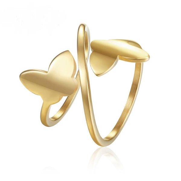 

wedding rings trendy two flowers round for women 316l stainless steel bands gold color jewelry party, Slivery;golden