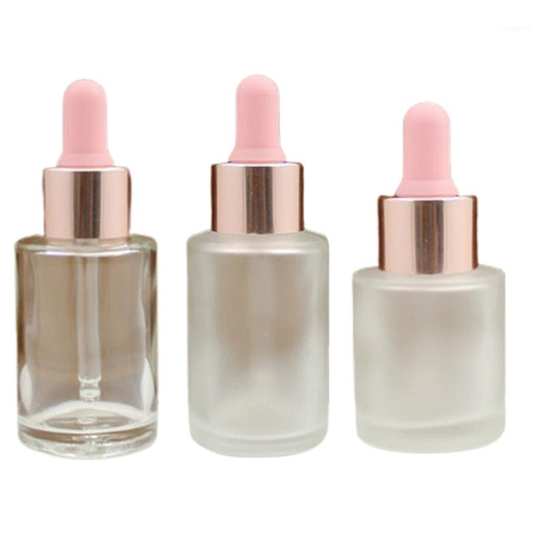 

storage bottles & jars empty 20ml 30ml clear glass bottle rose gold ring pink essential oil dropper vials cosmetic refillable container