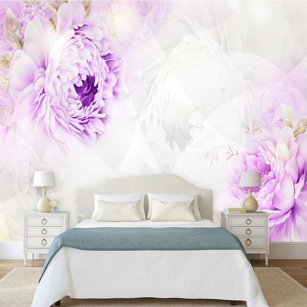 

wallpapers drop custom po wallpaper beautiful purple flowers mural living room bedroom decoration background