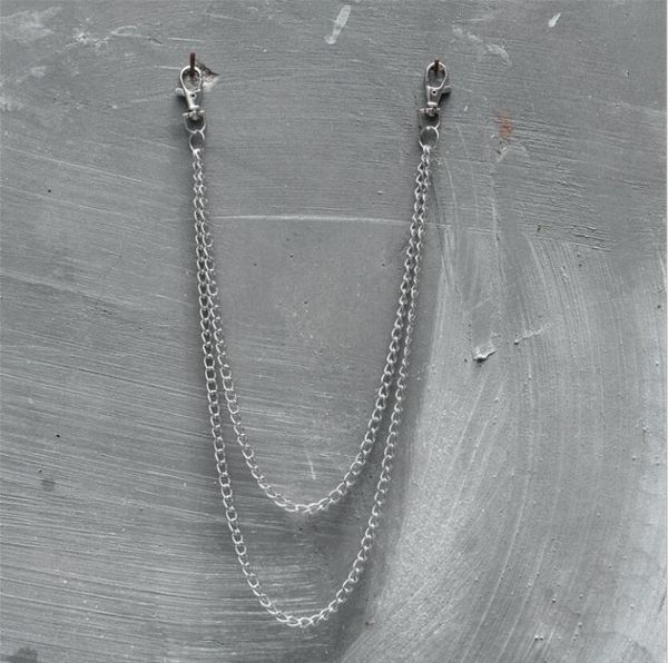 

keychains hip hop waist chain personality metal punk hanging double pants trend accessories, Silver
