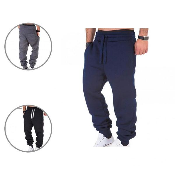 

men's pants elastic waist cold resistant solid color sports casual trousers for camping, Black