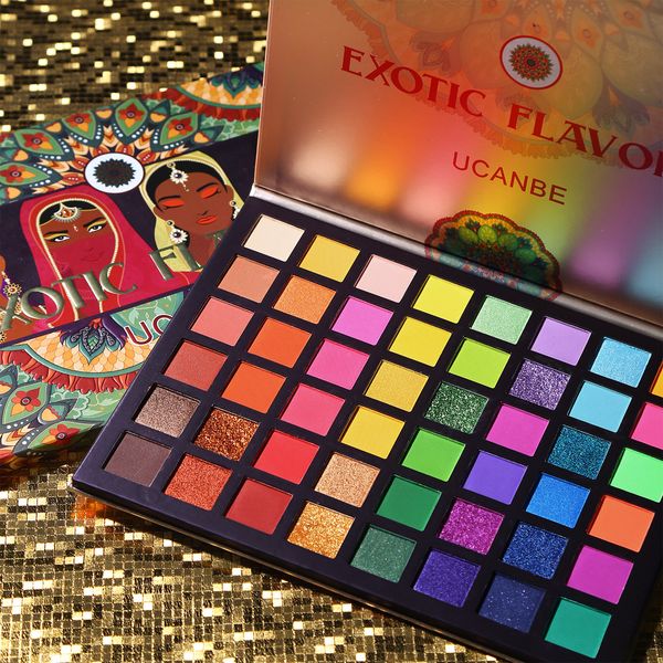 

exotic flavors eyeshadow palette 48 color pressed glitter shimmer matte green eye shadow neon metallic makeup cosmetics
