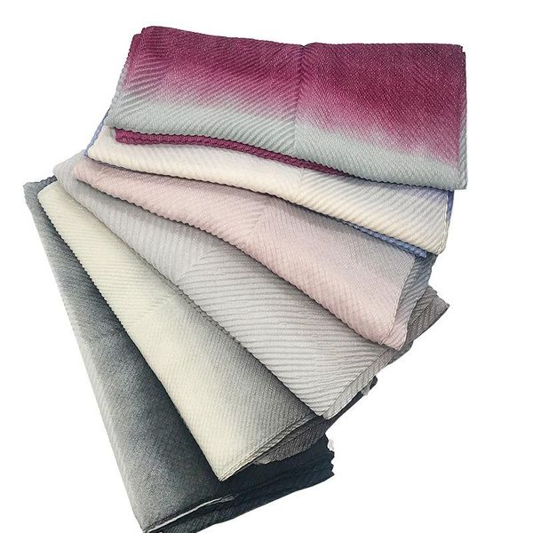 

scarves 1pc women scarf solid viscose gradient pleated crinkled gold thread muslim hijab fashion wrap bandanat fast, Blue;gray