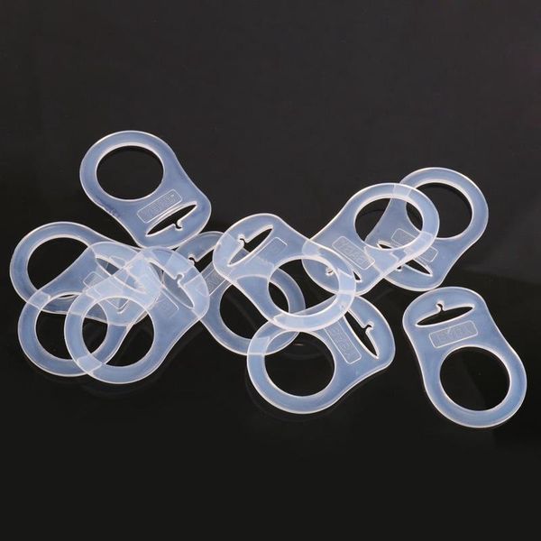 

pacifiers# 10 pcs button silicone ring mam pacifier holder mannequin clip adapter transparent