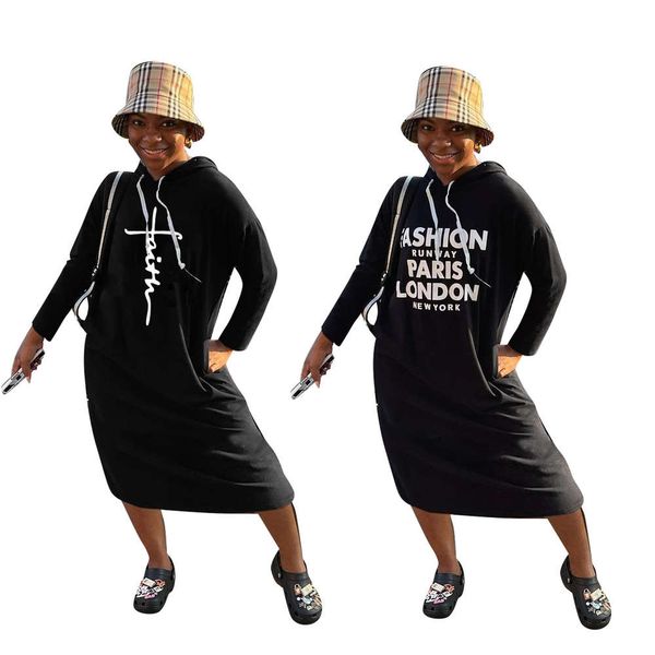 

fashion hooded printed loose casual, White;black