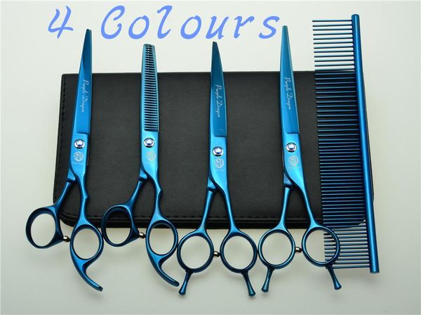 

hair scissors 7'' 19cm 683r5# blue gem pets hairdressing dogs cats cutting thinning shears suit