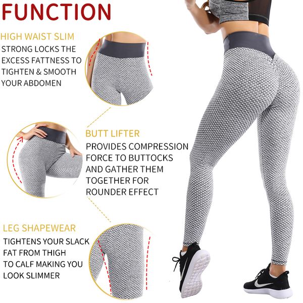

women high waist fitness leggings no see through thick legging butt lift seamless workout legins gym scrunch booty push up pants, Black