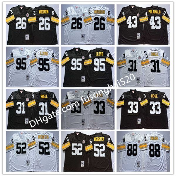 

retro vintage ncaa 43 troy polamalu 95 greg lloyd sr rod woodson lynn swann donnie shell merril hoge mike webster white black college jers