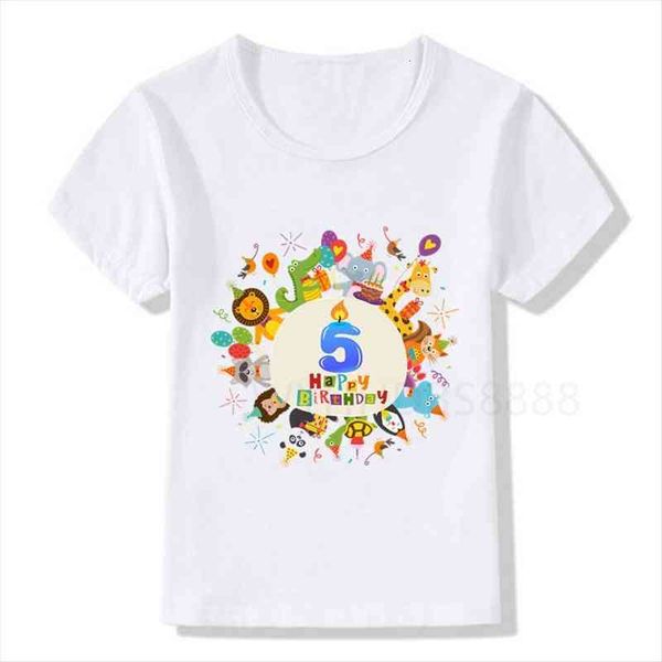 

1 9 kids cartoon animals party birthday number name print t shirt children animal shirts boy amp girl funny, Blue
