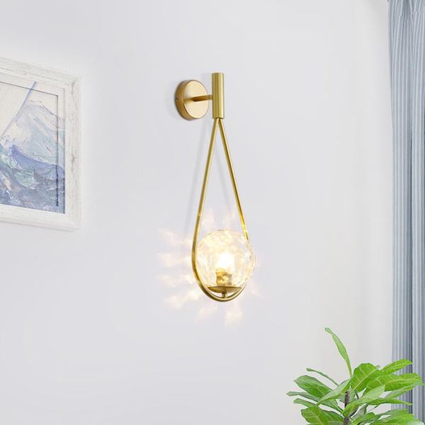 

wall lamps nordic post-modern glass ball water drop led lamp personality creative bedroom bedside sample room