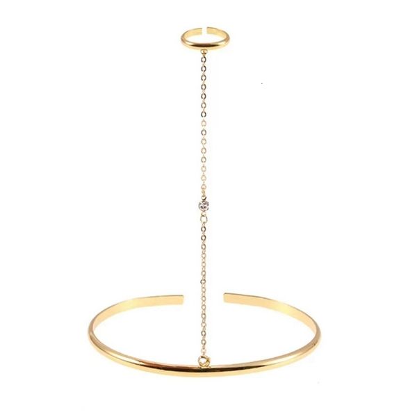 

jewelry sets open size 18k gold color cuff bangle link finger ring one pece design set with zircon stone women fashion party, Black