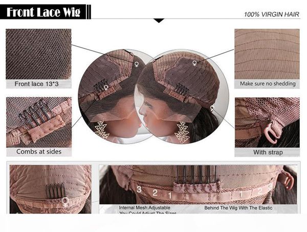 

brazilian human hair lace front wig #1b 60 ombre glueless short bob full lace wig wavy with baby hair for black women, Black;brown