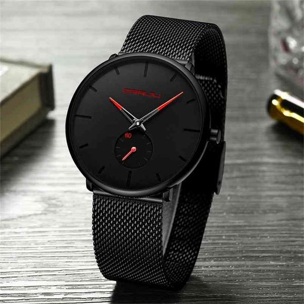 Homens Assista Crrju Assista Mulheres Quartz Vestido relógio para homens vestido relógios moda unisex ultra fino relógio de pulso relojes para hombre 210804