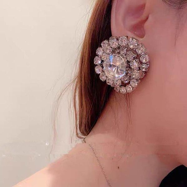 

dangle & chandelier luxury shiny rhinestone gems earrings for women jewelry party show lady's evening dress statement, Silver