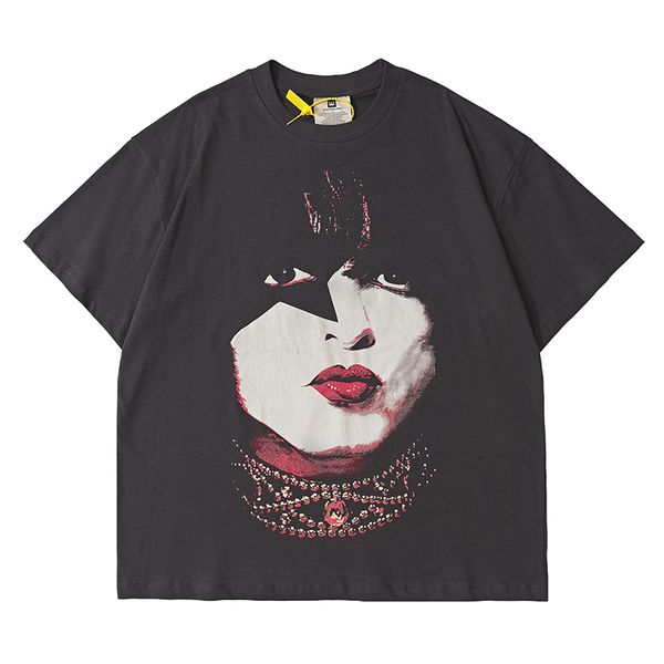 

usa oversize clown kiss washed vintage t shirt high street tee spring summer skateboard men women streetwear tshirt, White;black