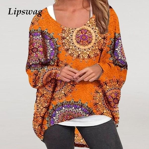 

women's blouses & shirts casual loose women blouse vintage batwing long sleeve elegant floral print ladies pullover shirt blusa street, White