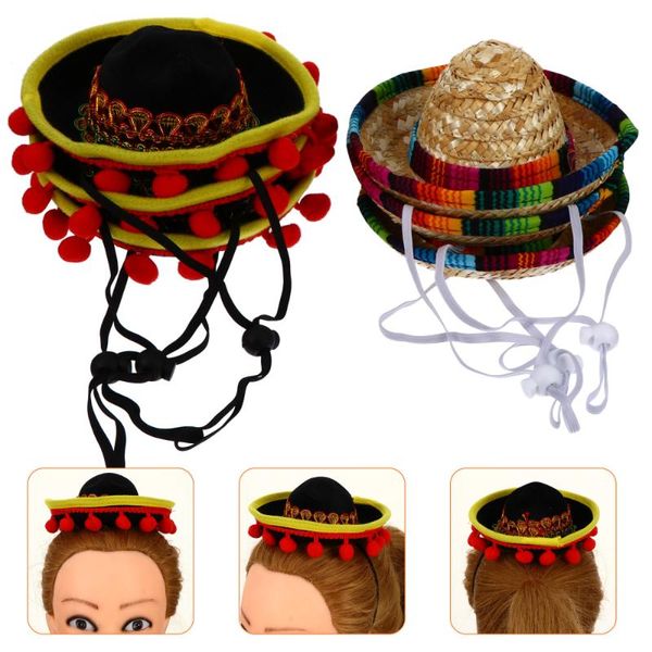 

dog apparel 6pcs colorful sombrero hats mini mexican festival decorative party