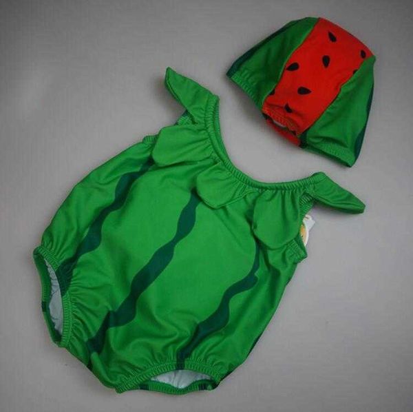 0-24m Adorável Watermelon Unisex Baby Baby Swimwear Adorável Menino Swimsuit Infantil Criança Menina Dos Desenhos Animados Banheira Terno Cosplay 210529