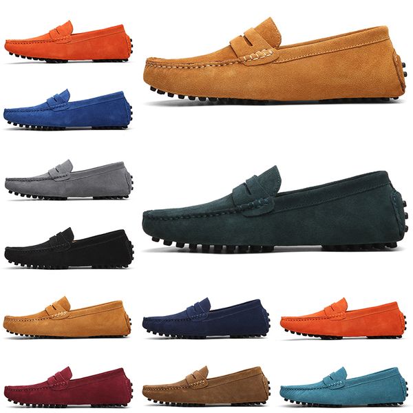 

2021 running shoes fashion walking jogging casual selling black pink blue red gray orange green brown mens slip on lazy leather peas