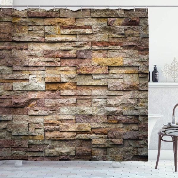 

shower curtains marble urban brick slate stone wall with rocks featured facade architecture town picture fabric bathroom decor