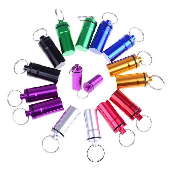 

storage bottles & jars 2pcs/lot waterproof aluminum portable container bottle case keychain wholesale