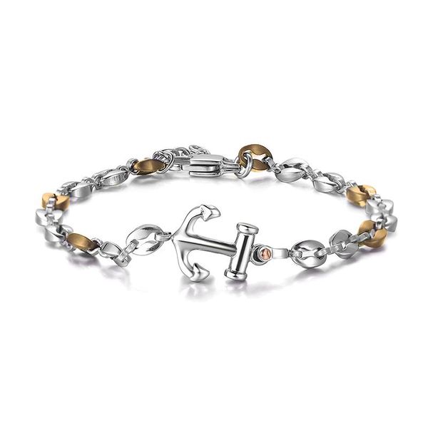 

charm bracelets moocare electroplating black gold rose anchor couple jewelry fashion simple stainless steel bracelet, Golden;silver