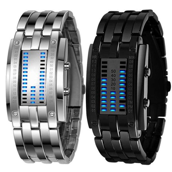 

wristwatches relogio masculino luxury watches men zegarek stainless steel reloj hombre date digital led bracelet erkek kol saati sport watch, Slivery;brown