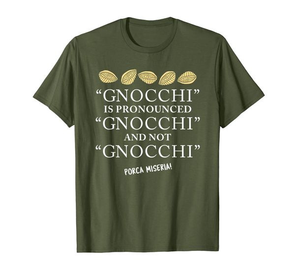 

gnocchi pronunciation pun italian food lover pasta gift t-shirt, White;black