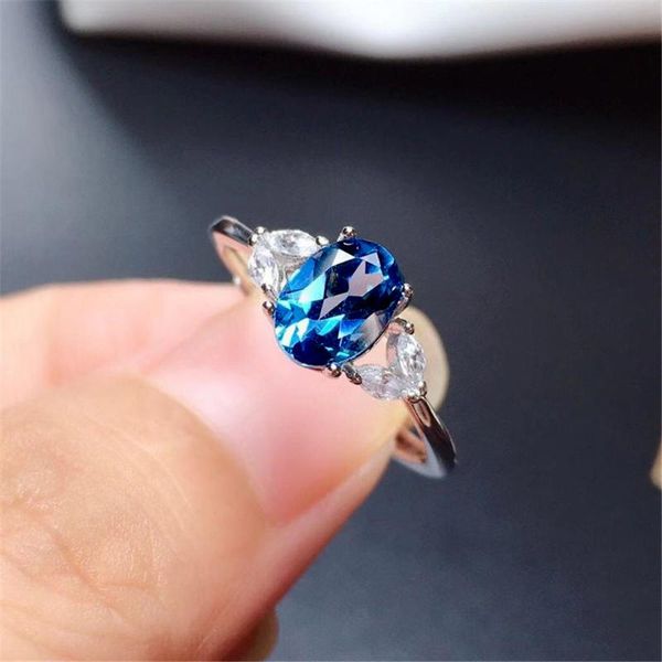 

wedding rings ekopdee vintage classic blue zircon for women exquisite cz crystal adjustable finger ring engagement party jewelry, Slivery;golden