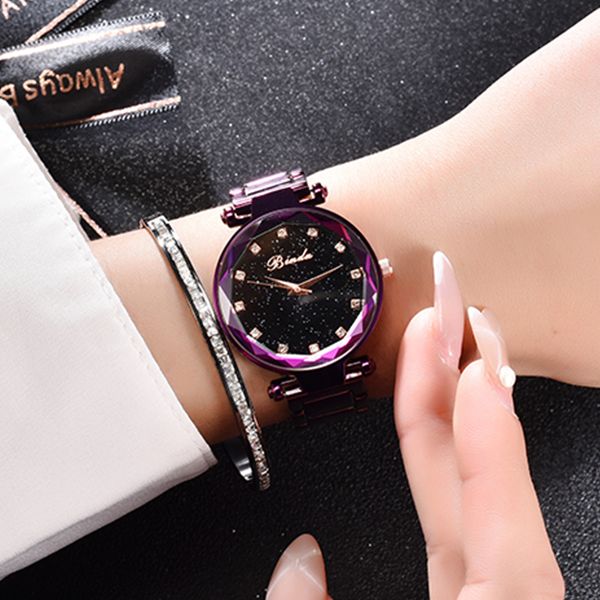 

binda brand womens waterproof atmospheric trend fashion fashion watch simple light mature wind watch temperament steel band female watch, Slivery;brown