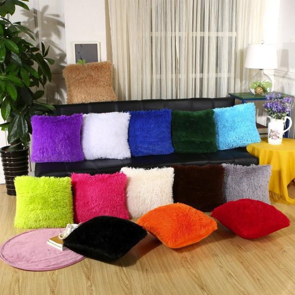 

copy t plush cushion cover sofa lumbar pillow cover home decoration solid colorful pillow case