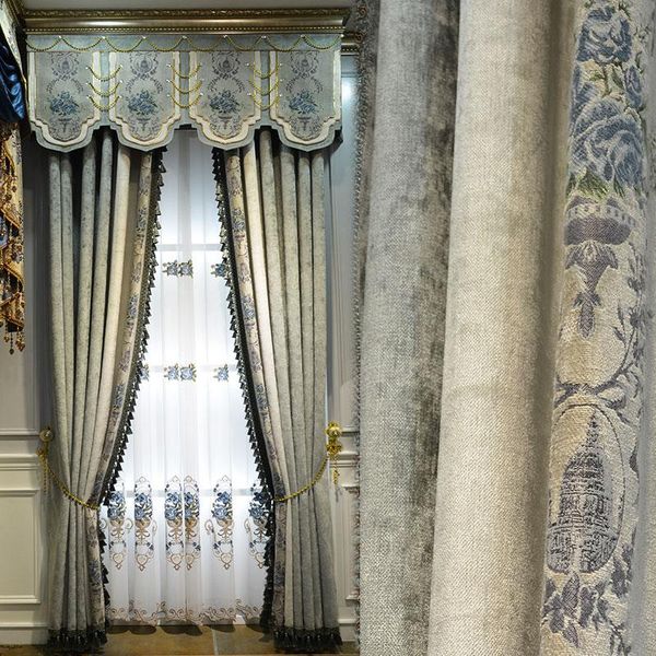 

villa american curtain luxury jacquard european curtain living room luxury atmosphere living room bedroom floor shading