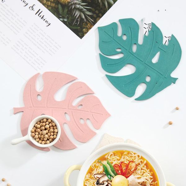 

mats & pads creative leaf shape placemat heat insulation pad pot drink coasters hold kitchen table decoration
