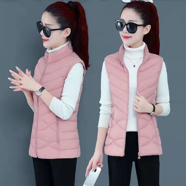 

women's vests autumn winter waistcoat women waichuan wild down vest coat female stand-up collar cotton jackets loose, Black;white
