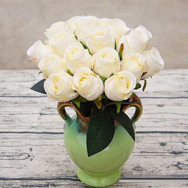

18heads artificial silk rose flowers bouquet for wedding natal party home decoration bridal fake flores fleur artificielle roses