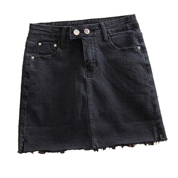 Röcke 2021 Frauen Mini Jeans Dünne Schwarze Mädchen Hohe Taille Casual Denim Bleistift Rock Weibliche Saia