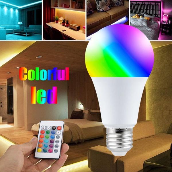 

bulbs e27 wireless dimmable rgb bulb colorful led smart lights spotlight 16 colors wifi app control for home party lighting