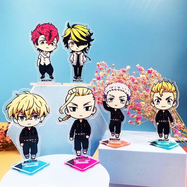 

keychains anime tokyo revengers figure cosplay manjiro ken takemichi hinata atsushi acrylic stand model standing sign fans halloween props, Silver