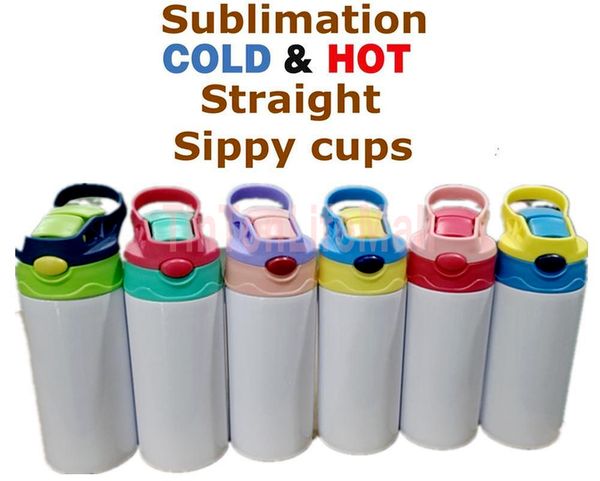 

12oz sublimation straight sippy cup children water bottle 350ml blank white portable stainless steel vacuum insulated drinking tumbler for k