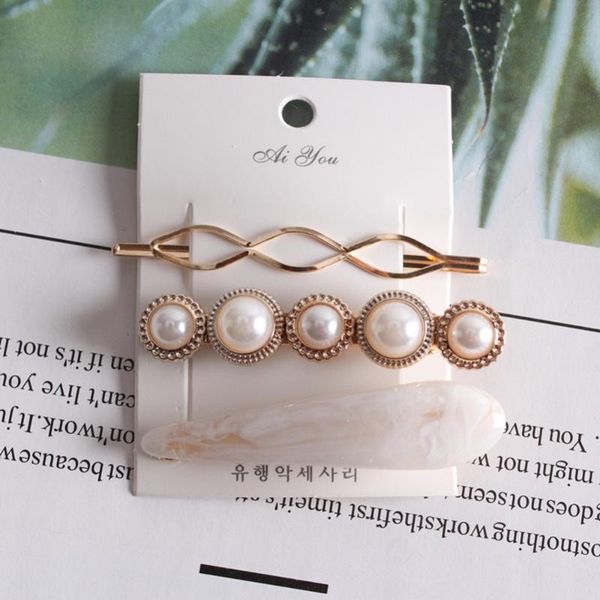 

hair clips & barrettes 4pcs women fashion simple pearl clip set beautiful hairpin bangs barrette styling accessories flexible design, Golden;silver